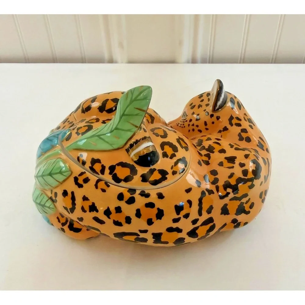 Lynn Chase Designs Yellow Jaguar Jungle Trinket Box Zoo Animal Print